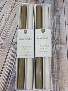 Threshold Taper Candles Set Of 8 NEW Olive & Beige Studio McGee Unscented